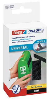 TESA Klettband 55224 20 mm x 1 m schwarz