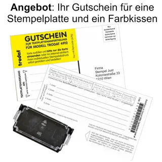 TRODAT Gutschein für Stempelplatte und Stempelkissen für Modell 4912
