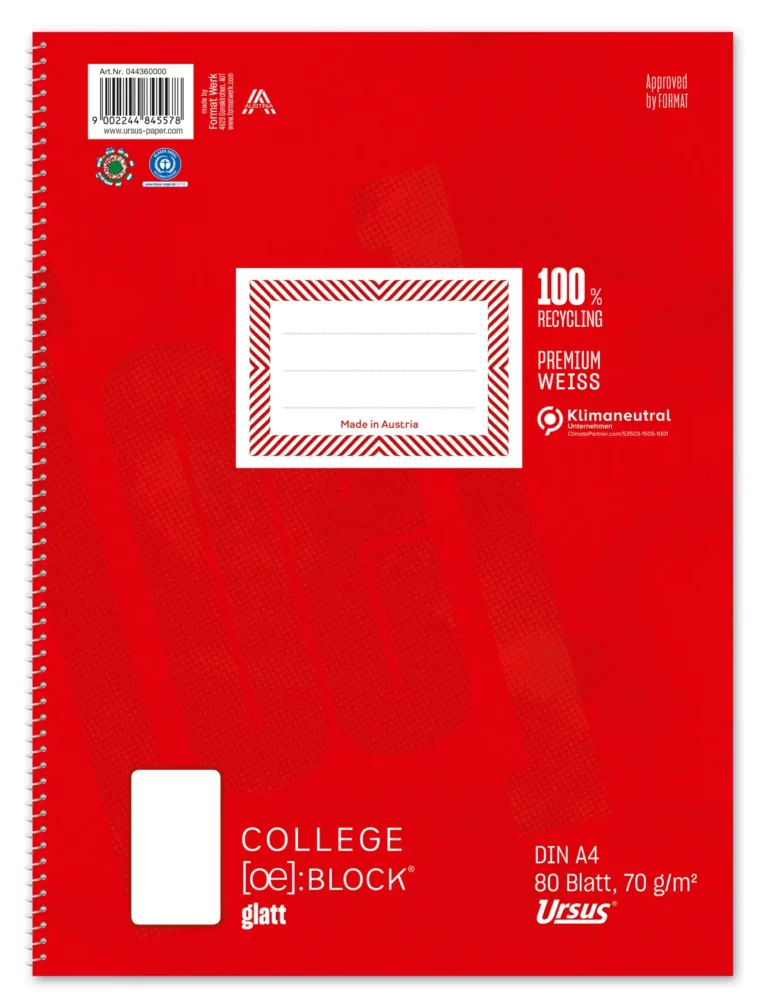 URSUS Collegeblock A4 80 Blatt glatt