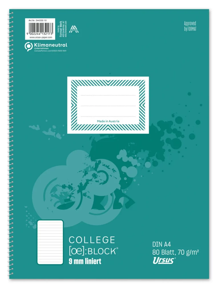 URSUS Collegeblock DIN A4 80 Blatt liniert 9 mm 70 g/m²