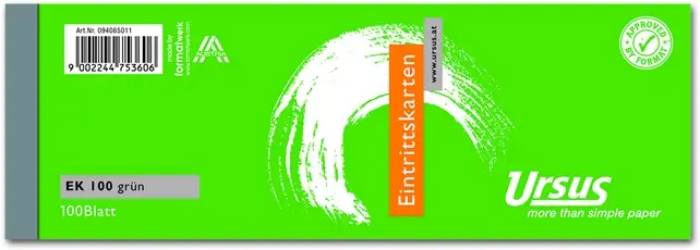 URSUS Eintrittskarte 145 x 50 mm 100 Blatt grün