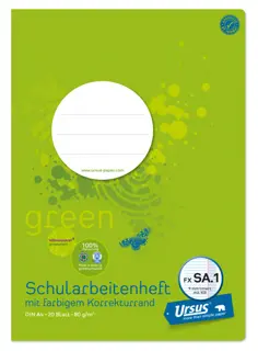 URSUS OE Schularbeitsheft SA1 DIN A4 20 Blatt 9 mm liniert mit Korrekturrand