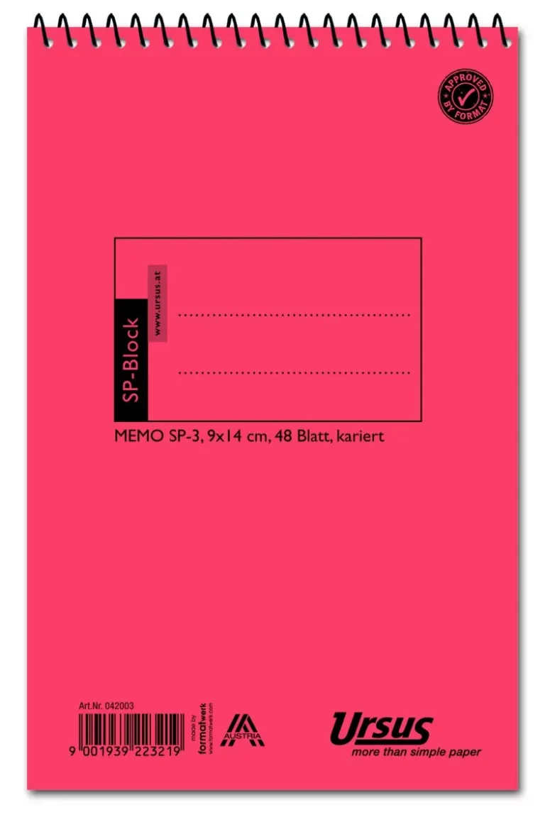 URSUS Spiralblock SP3 9 x 14 cm 48 Blatt kariert
