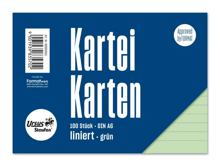 URSUS Style Karteikarten DIN A6 quer 100 Stück liniert grün