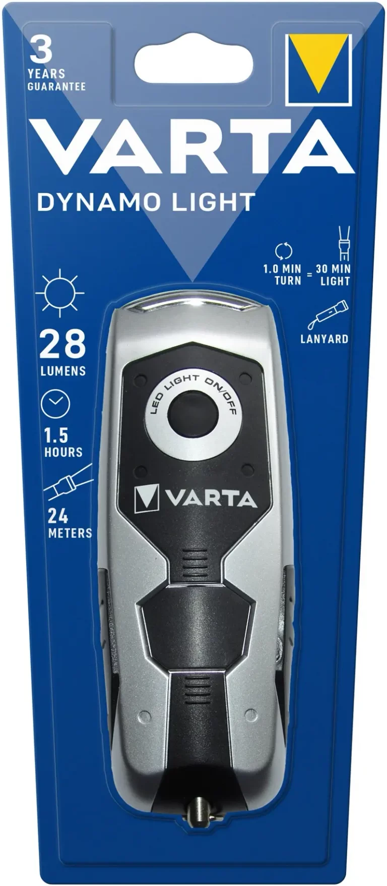 VARTA Taschenlampe Dynamo Light mit Akku silber/schwarz